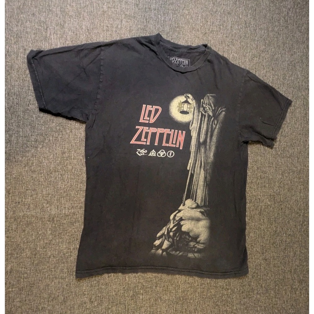 Led Zeppelin Short Sleeve Band T shirt Graphic Tee Men's Size Medium Faded